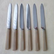Set of 6 Pradel stainless steel cheese knives and bovine horn
