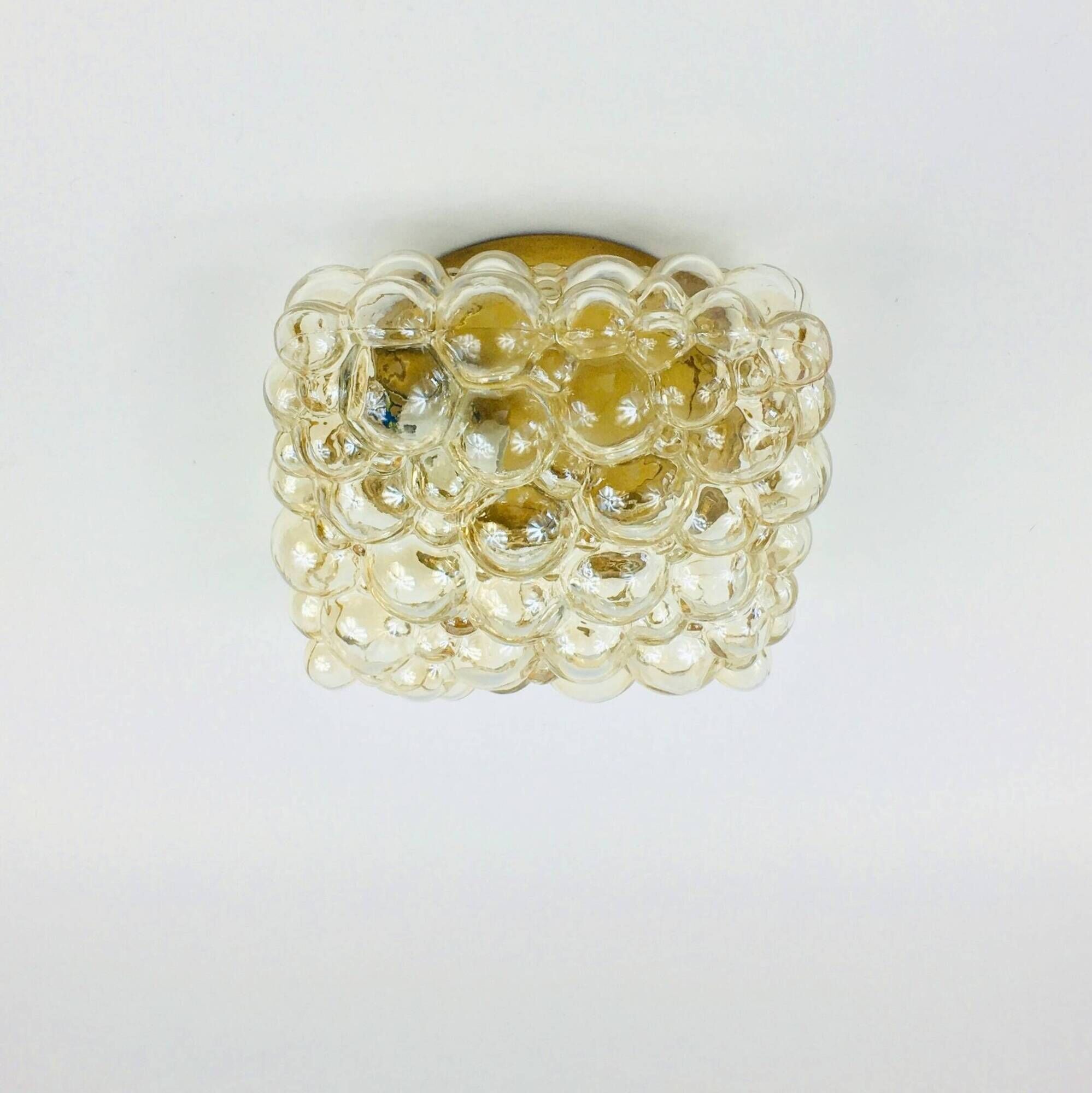 Mid-Century Amber Bubble Glass Flushmount or Wall Light by Helena Tynell for Limburg, Germany, 1960s