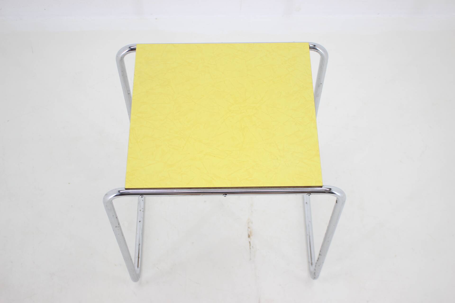 1960s tubular chrome plated side table, czechoslovakia