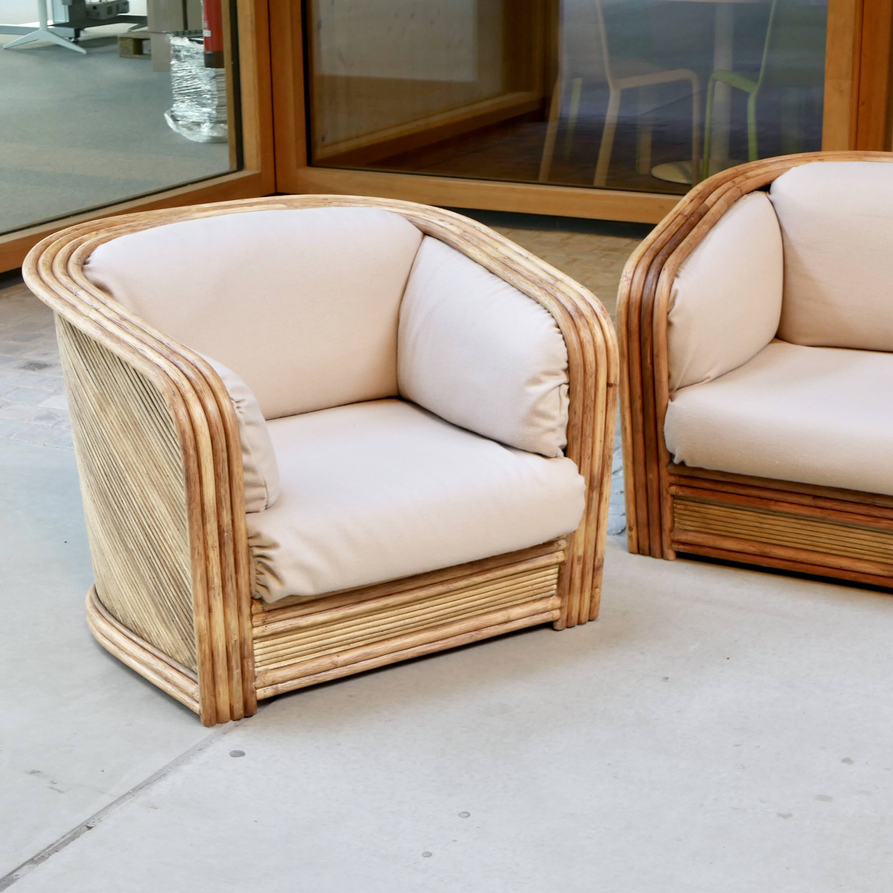 Maugrion rattan sofa for Roche Bobois, 1970s