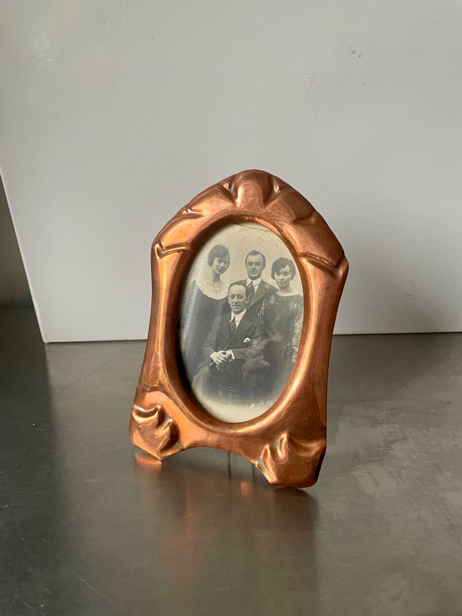 Art nouveau copper and metal photo frame