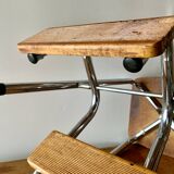 Vintage step stool in brown formica and chrome steel