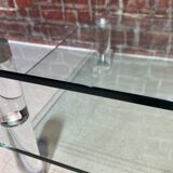 Table basse à deux plateaux en verre