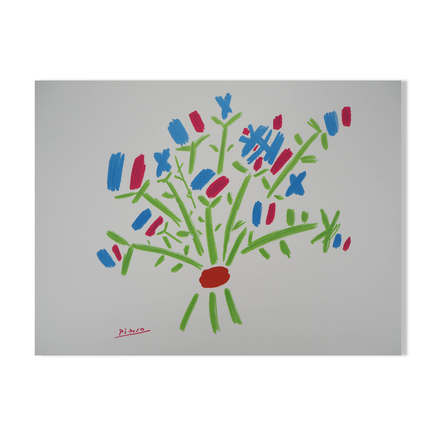 Pablo PICASSO: The blue, white, red bouquet - Signed lithograph