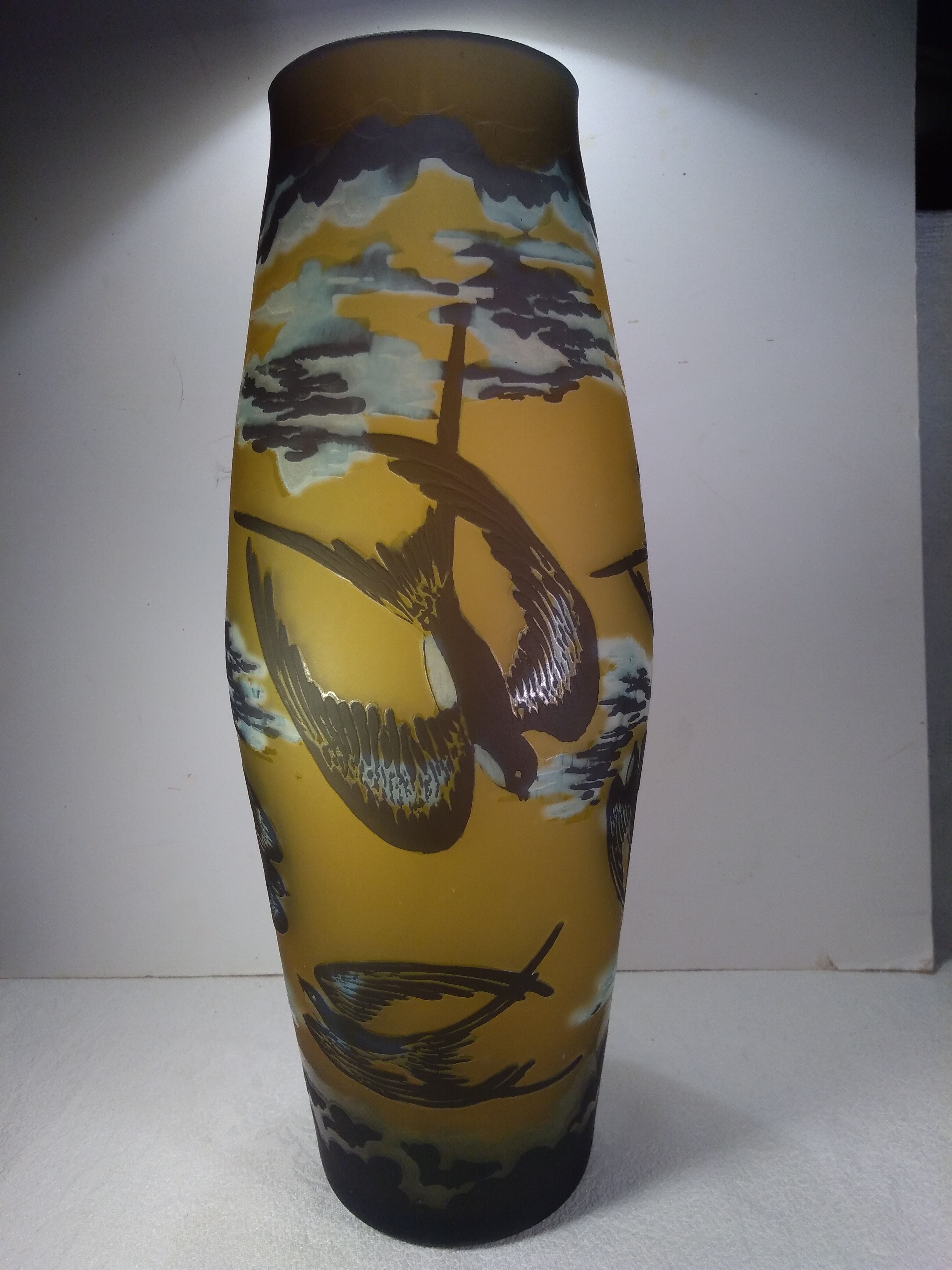 Multi-layered art nouveau glass vase
