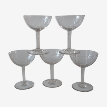Set of 5 glasses of crystal champagne early twentieth century
