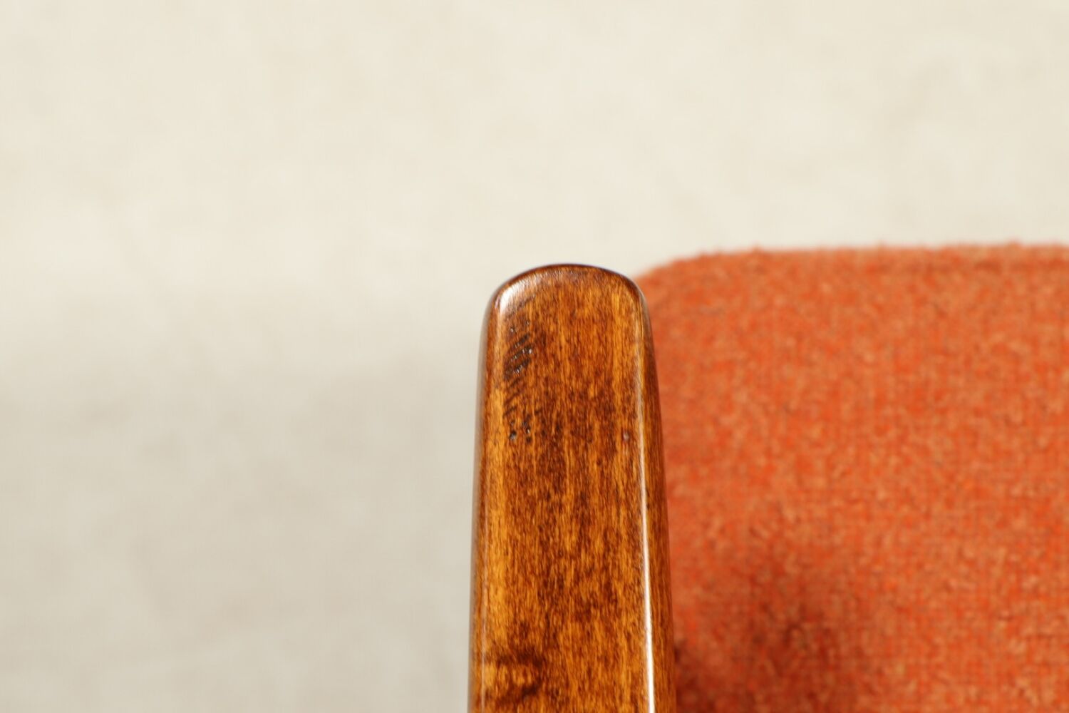 Scandinavian armchair bouclé orange design by H.Lis