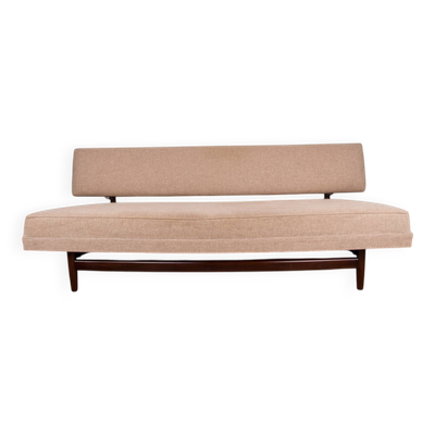 Grand canapé, daybed, Scandinave en teck et tissu neuf 1960.