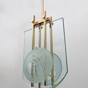 Gallotti & Radice Mid-century Modern Italian Brass and Crystal Pendant, 70s