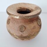 Wooden and brass vase
