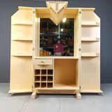 Vintage italian burl wood bar cabinet, 1970s