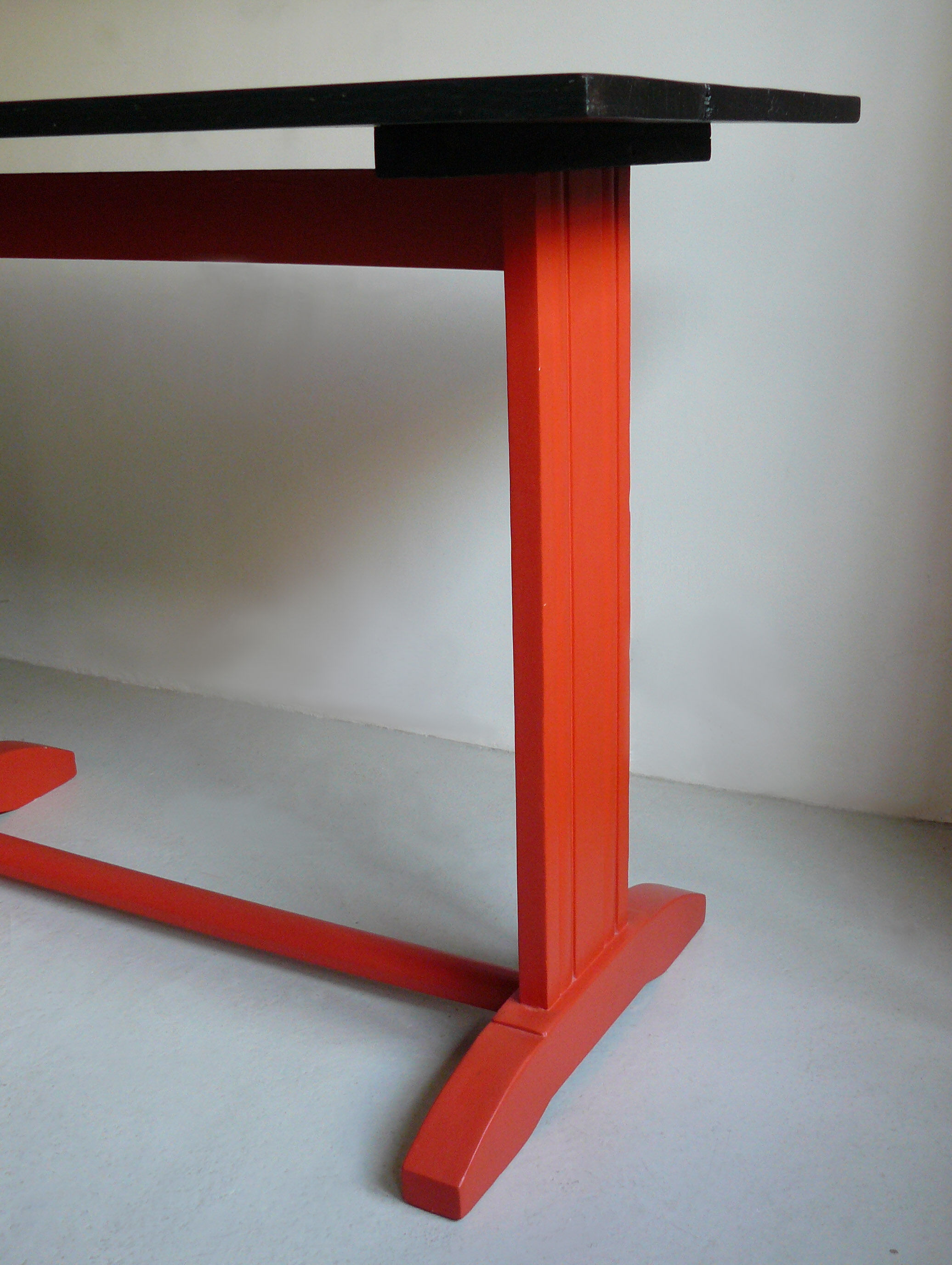 Oak, black and orange bistro table