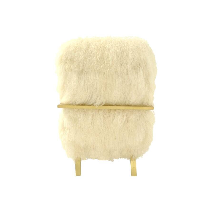 Pair of L.A. Studio Contemporary Modern White Mongolian Goat Italian Armch