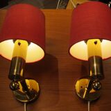 Pair of golden Scandinavian wall lights by Bergboms