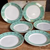 Six plates of vintage Badonviller earthenware with gold frieze