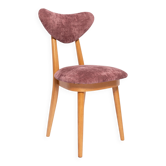 Heart-shaped chair in plum velvet and light wood, Europe, 1960s