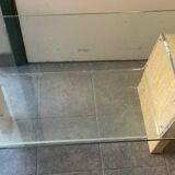 Glass and travertine coffee table from the 70s