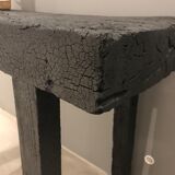 Console bois finition shou-sugi-ban en bois brulé avec traitement
