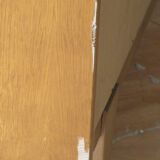 Wardrobe secretary child 60s wood and rattan feet compass