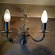 White glazed metal wall light with leaf and flower decor, 2 lights