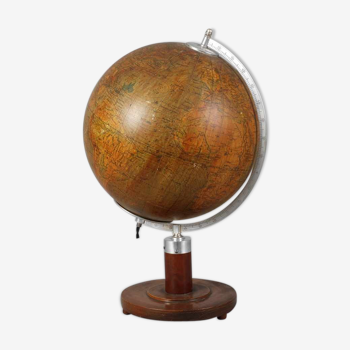 Vintage earth globe with light, Germany 1949