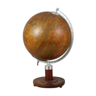 Vintage earth globe with light, Germany 1949
