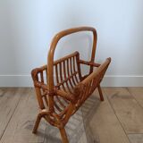Vintage rattan wicker magazine rack