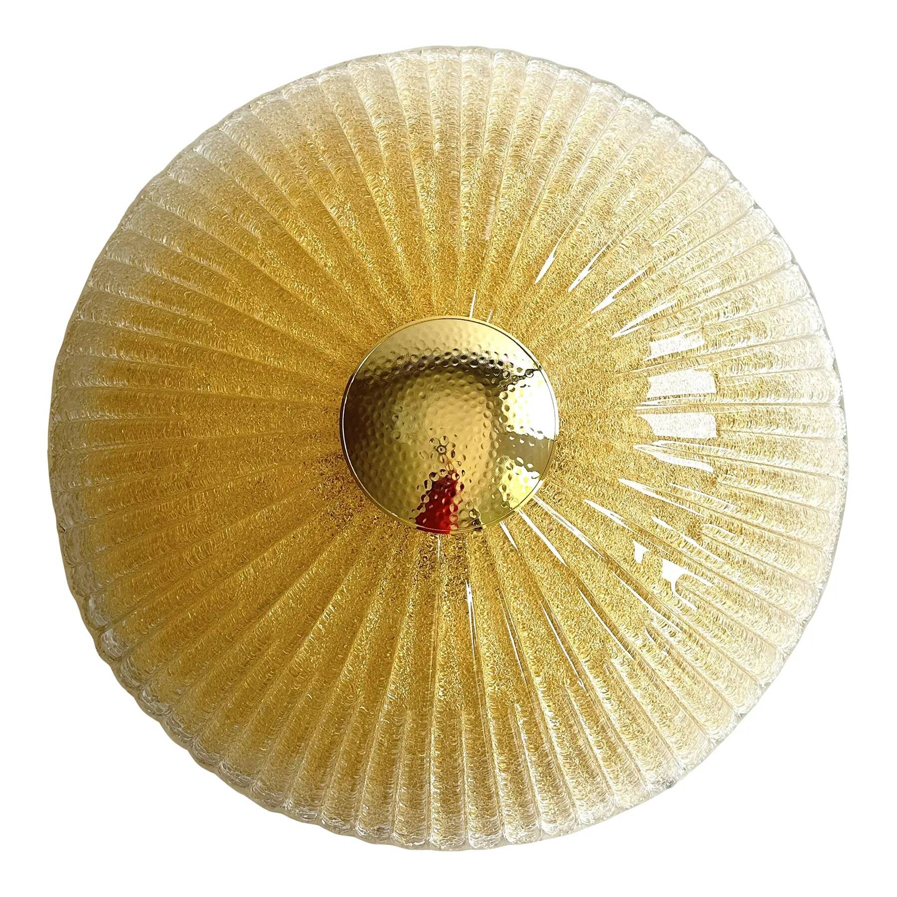 Venetian Lens Amber “Graniglia” Murano Glass Flush Mount