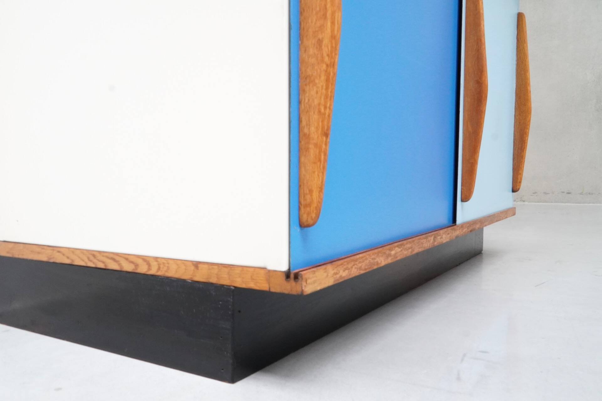 Willy Van Der Meeren, Blue Two-Tone Kitchen Cabinet for Tubax
