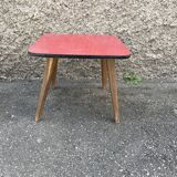 Guerin small square coffee table formica marble red door plant midcentury 1950 old vintage
