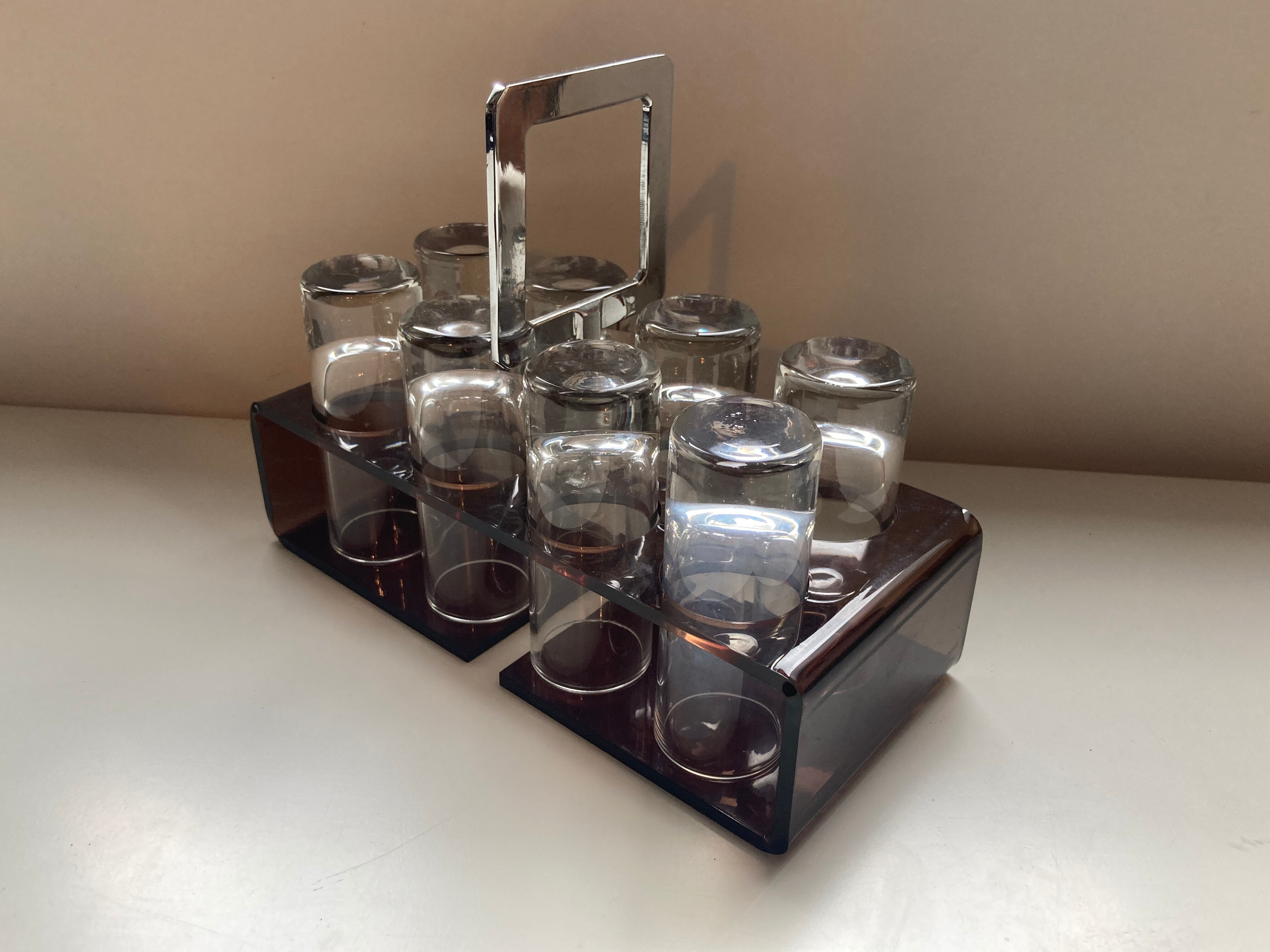 Old vodka alcohol aperitif shot service from the 70s