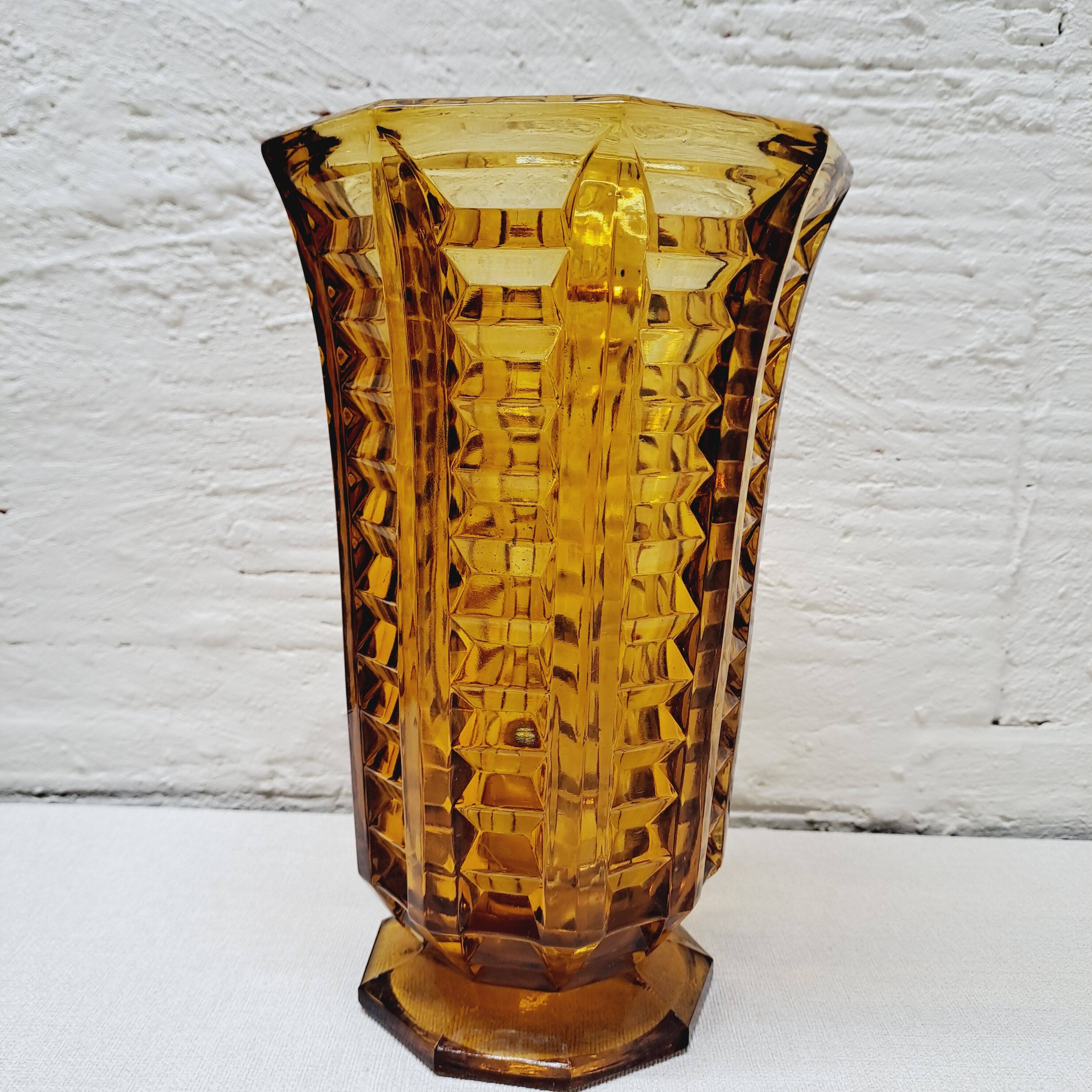 Amber glass vase