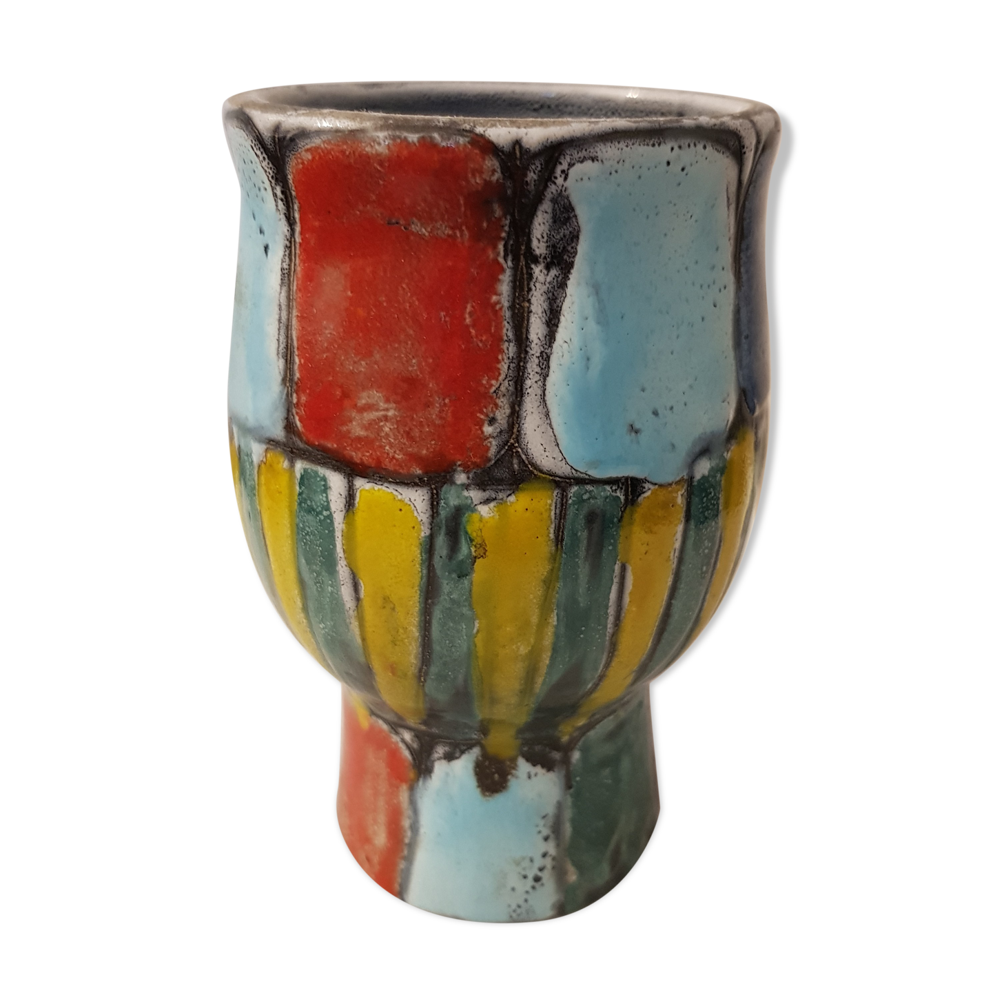 Enamelled vintage Vallauris vase