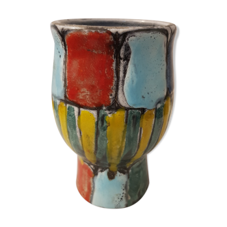 Enamelled vintage Vallauris vase