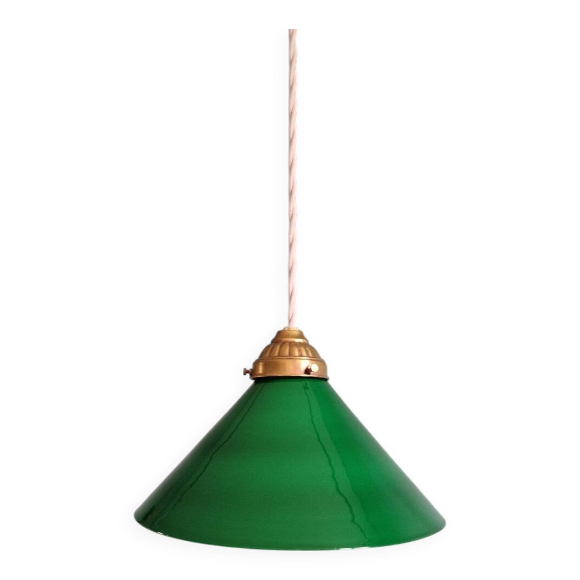 Art Deco conical green opaline pendant light, 1920-30