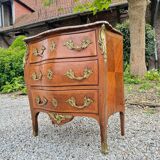 Commode Galbée En Marqueterie De Style Louis XV XIX Eme Siècle