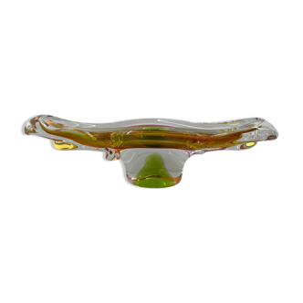 1960's Art Glass Oblong Bowl by Josef Hospodka, Czechoslovakia