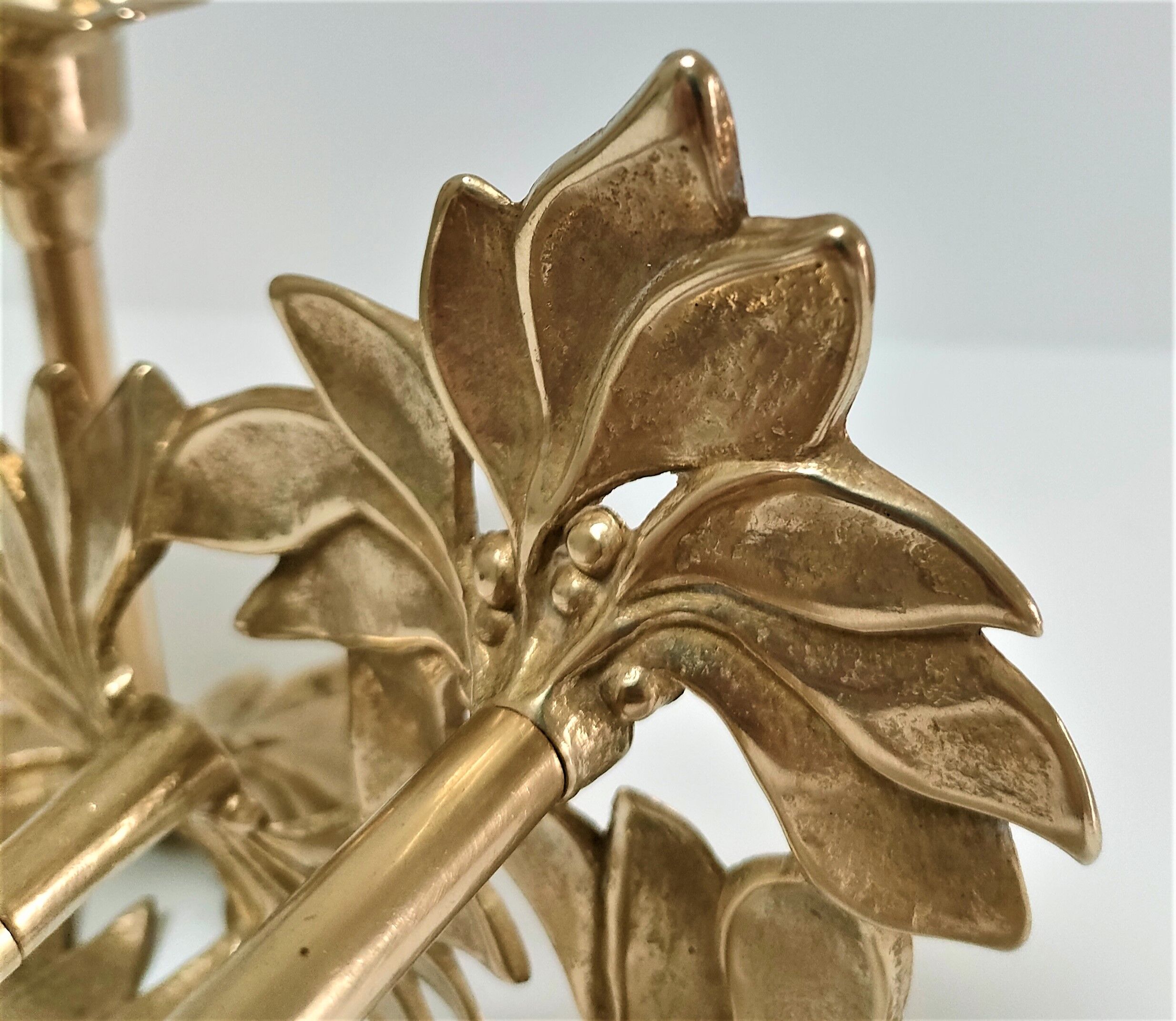 Pair of candlesticks solid brass vintage flowers