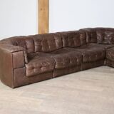 De Sede DS-11 Modular Sofa In Brown Patchwork Leather, Switzerland 1970s