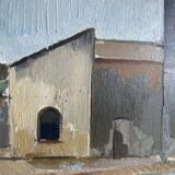 Huile sur toile vintage signée moderniste Gustav Adolf Johansson années 1960