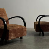 Paire de fauteuils en velours art déco