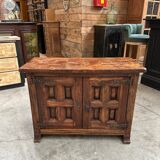 Brutalist furniture with 2 doors in elm.