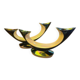 Magnifique Paire De Bougeoirs En Verceram 1950