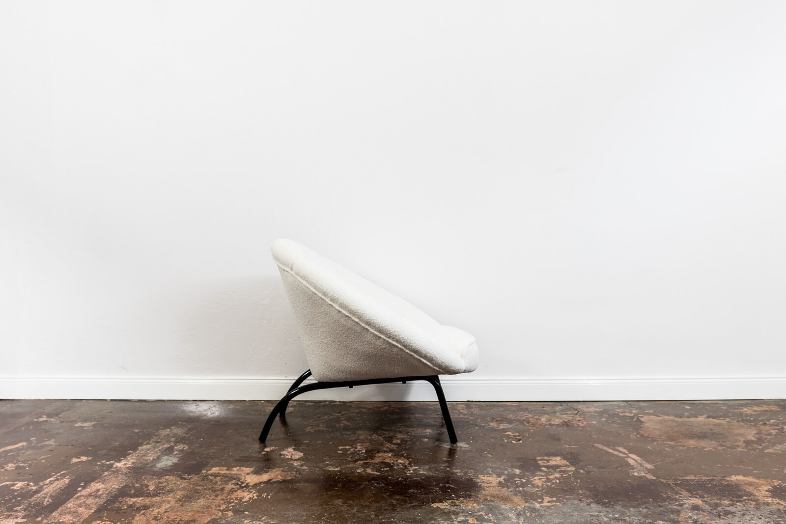 Mid century white boucle armchair 1950's