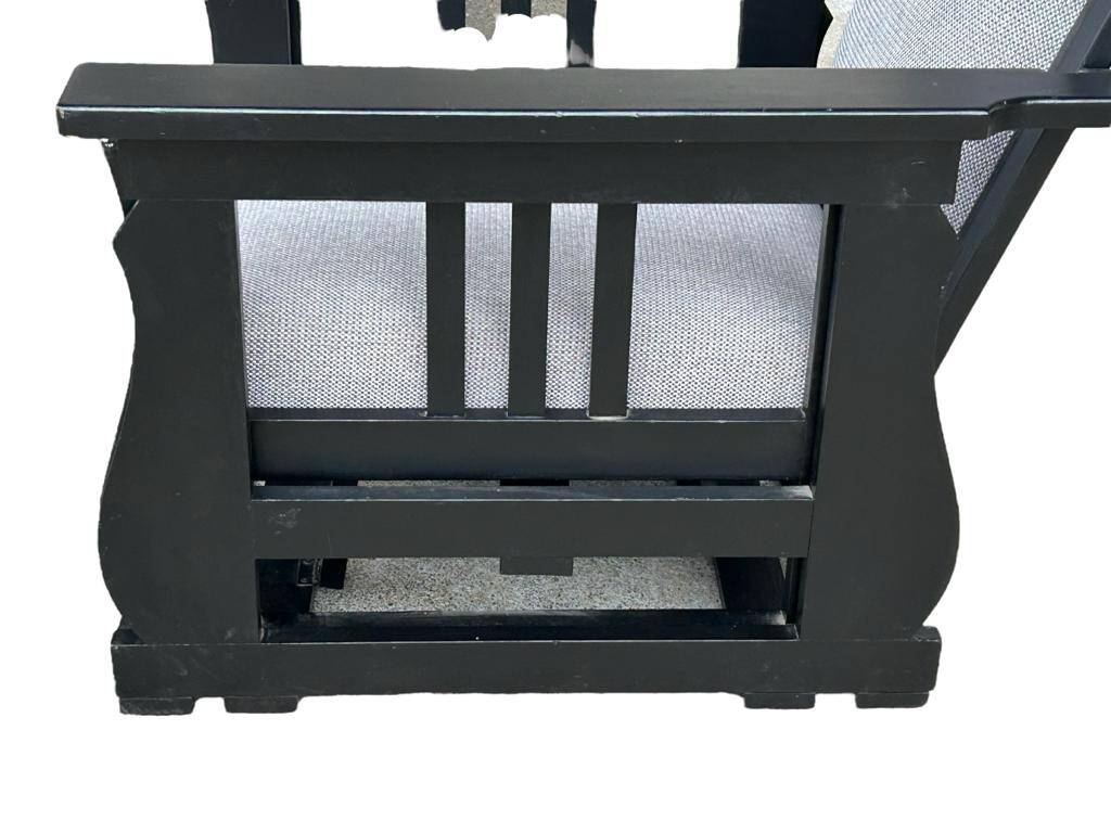 Important Pair Of Black Lacquered Rocking Armchairs Circa 1920 - 30