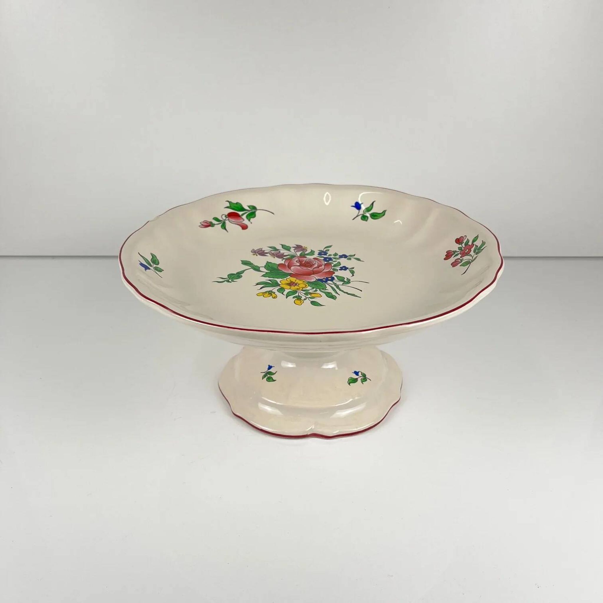 Compote dish KG Lunéville, model "Réverbère", rose pattern