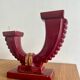 Art Deco red ceramic double candle holder