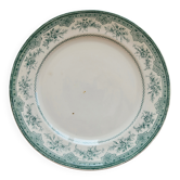 Antique flat plate, ironstone, Onnaing, Roses Mousses pattern.