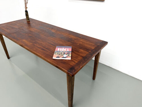 Oak dining table with tapered legs, 1970s.