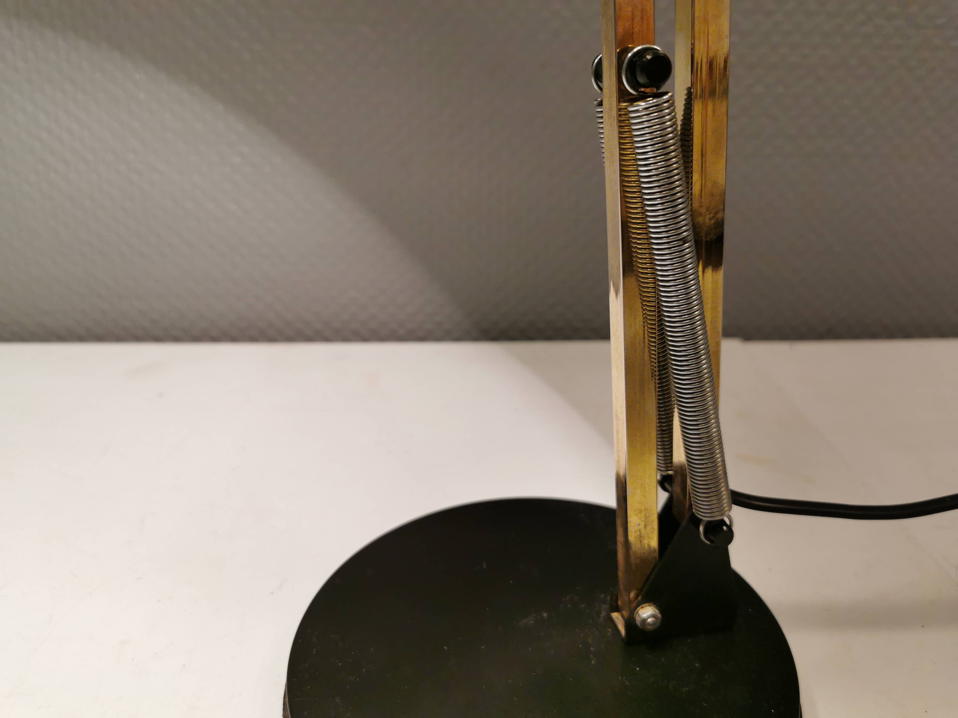 Gold coloured table lamp, Danish from Lyskaer Lighting (LB) 1980s, with black "base"